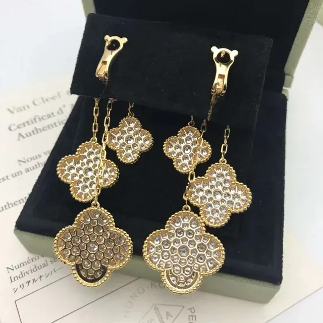 Van Cleef & Arpels Alhambra Pavé Clover 多层垂坠耳环 2