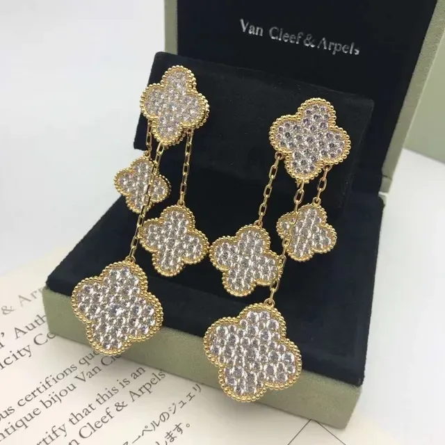 Van Cleef & Arpels Alhambra Pavé Clover 多层垂坠耳环 5