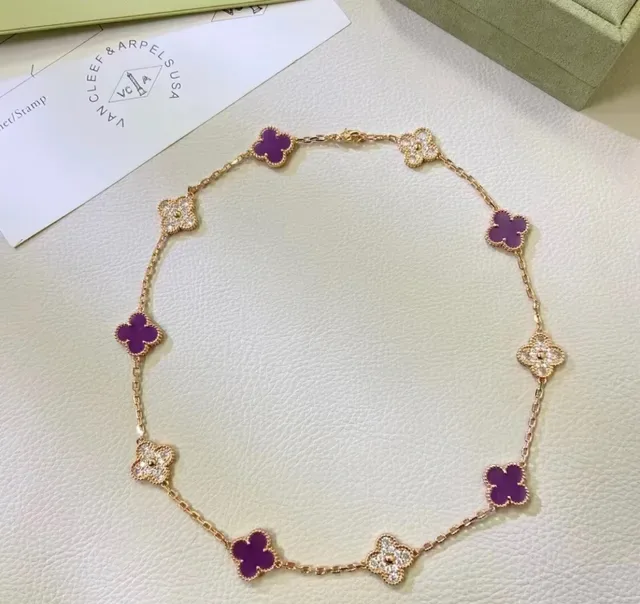 Van Cleef & Arpels Alhambra 紫色搪瓷与 Pavé 石手链 3
