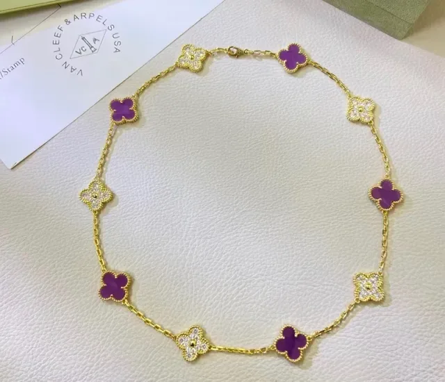 Van Cleef & Arpels Alhambra 紫色搪瓷与 Pavé 石手链 4