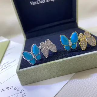 Van Cleef & Arpels Papillon Butterfly Enamel and Pavé Crystal Earrings