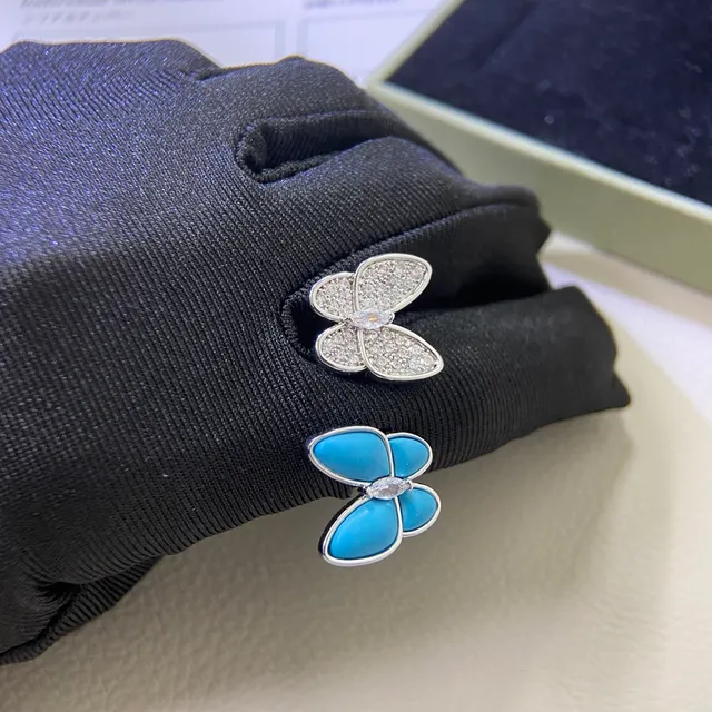 Van Cleef & Arpels Papillon 蝴蝶搪瓷和 Pavé 水晶耳环 4