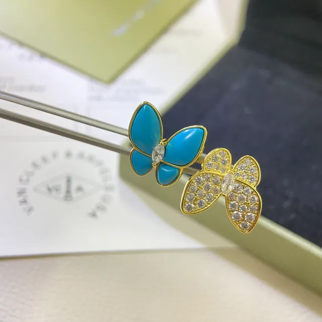 Van Cleef & Arpels Papillon 蝴蝶搪瓷和 Pavé 水晶耳环 6