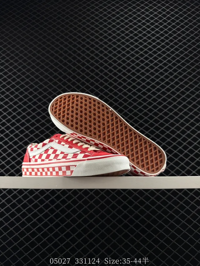 Vans Old Skool Red and White Checkerboard Skateboard Shoes 3