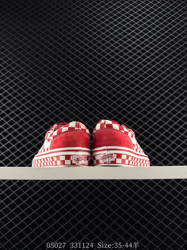 Vans Old Skool Red and White Checkerboard Skateboard Shoes 5