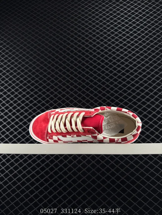 Vans Old Skool Red and White Checkerboard Skateboard Shoes 6