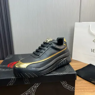 Versace Chain Reaction Black and Gold Lifestyle Sneakers