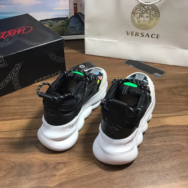 Versace Chain Reaction 黑色 白色 米色 多色 厚底运动鞋 3