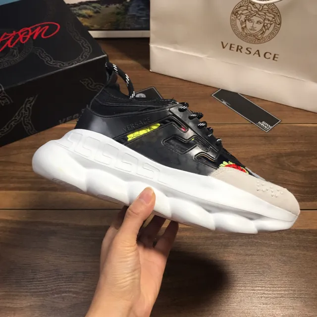 Versace Chain Reaction 黑色 白色 米色 多色 厚底运动鞋 4