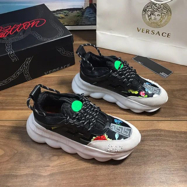 Versace Chain Reaction 黑色 白色 米色 多色 厚底运动鞋 6