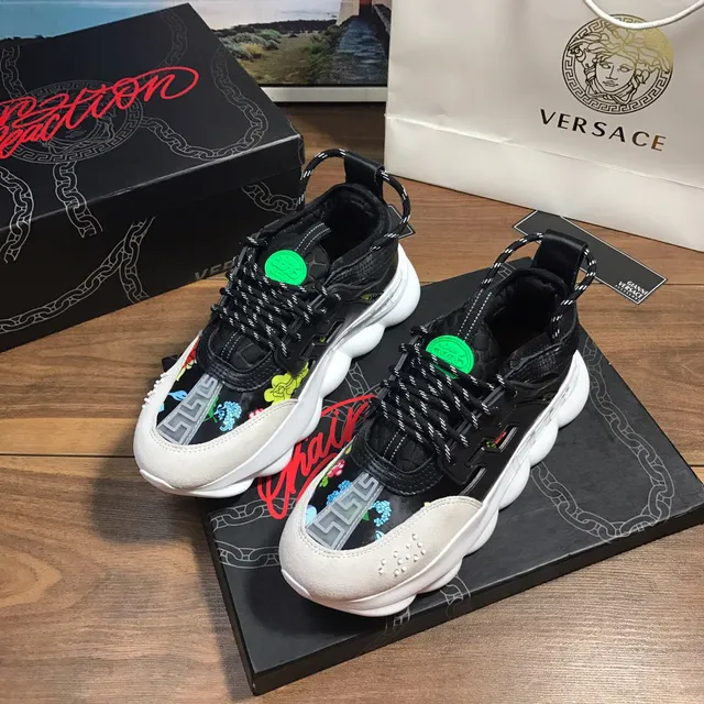Versace Chain Reaction 黑色 白色 米色 多色 厚底运动鞋 7