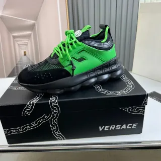 Versace Chain Reaction সবুজ এবং কালো চকি স্নিকার্স