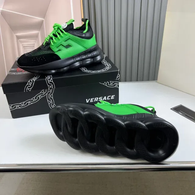 Versace Chain Reaction Green and Black Chunky Sneakers 2