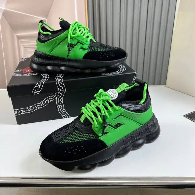 Versace Chain Reaction Green and Black Chunky Sneakers 7
