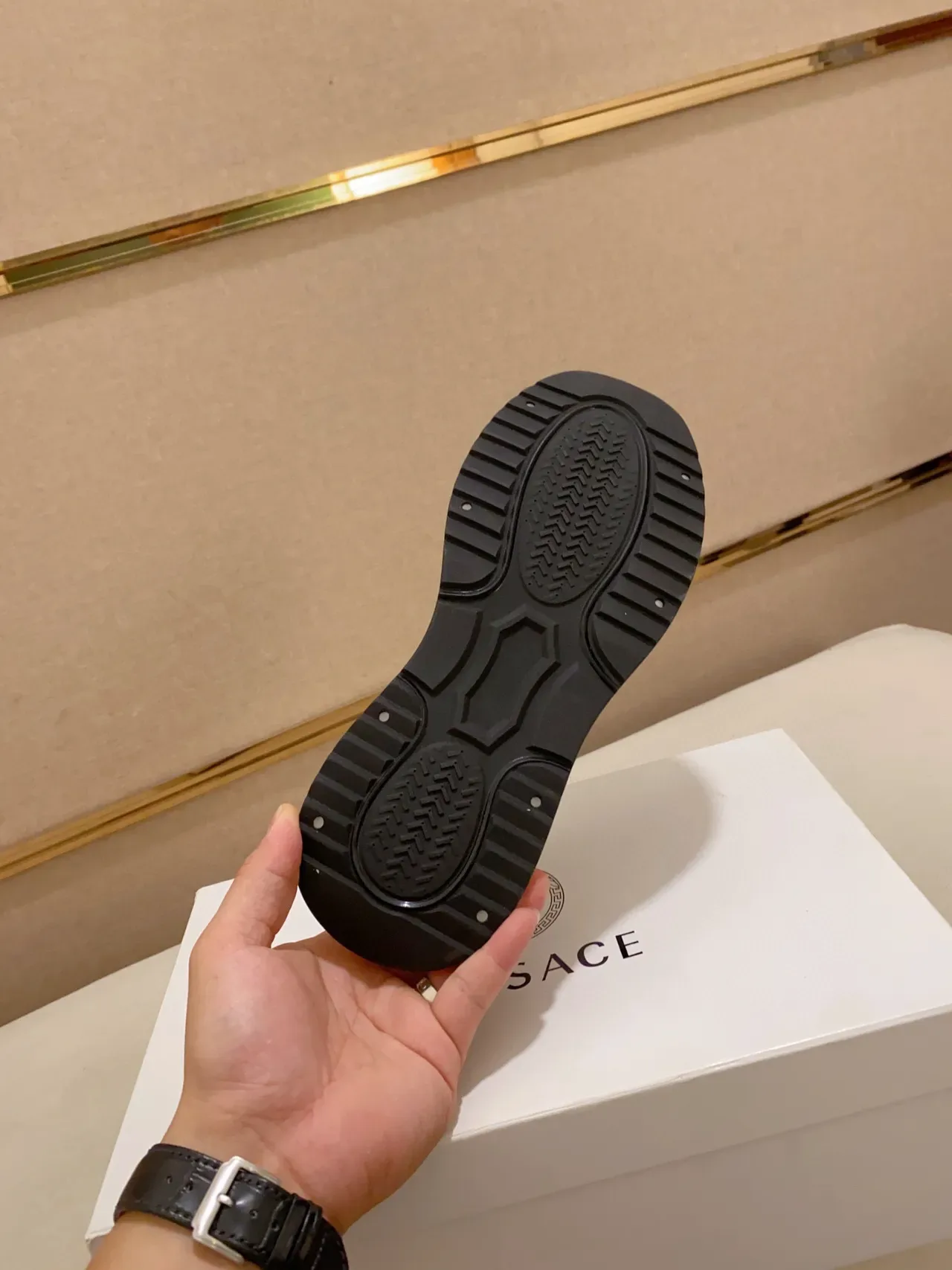 Versace Chain Reaction Red and White Leather Chunky Sneakers 2