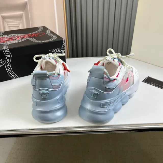 Versace Chain Reaction White Silver Red Chunky Sneakers 7