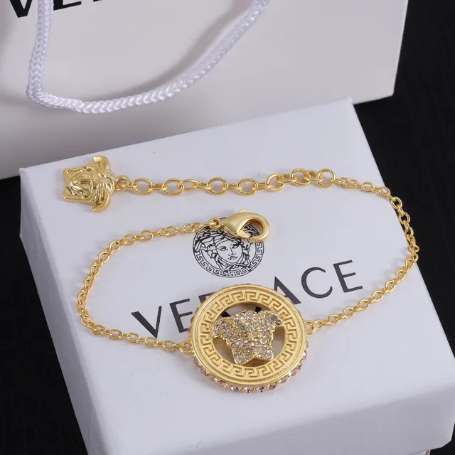 Versace Greca Medusa Gold Transparent Metal Pavé Crystal Embellishment Necklace 4