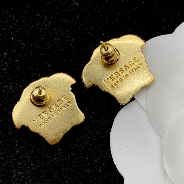 Versace Medusa 金色粉色头轮廓 Pave 水晶镶嵌耳环 6