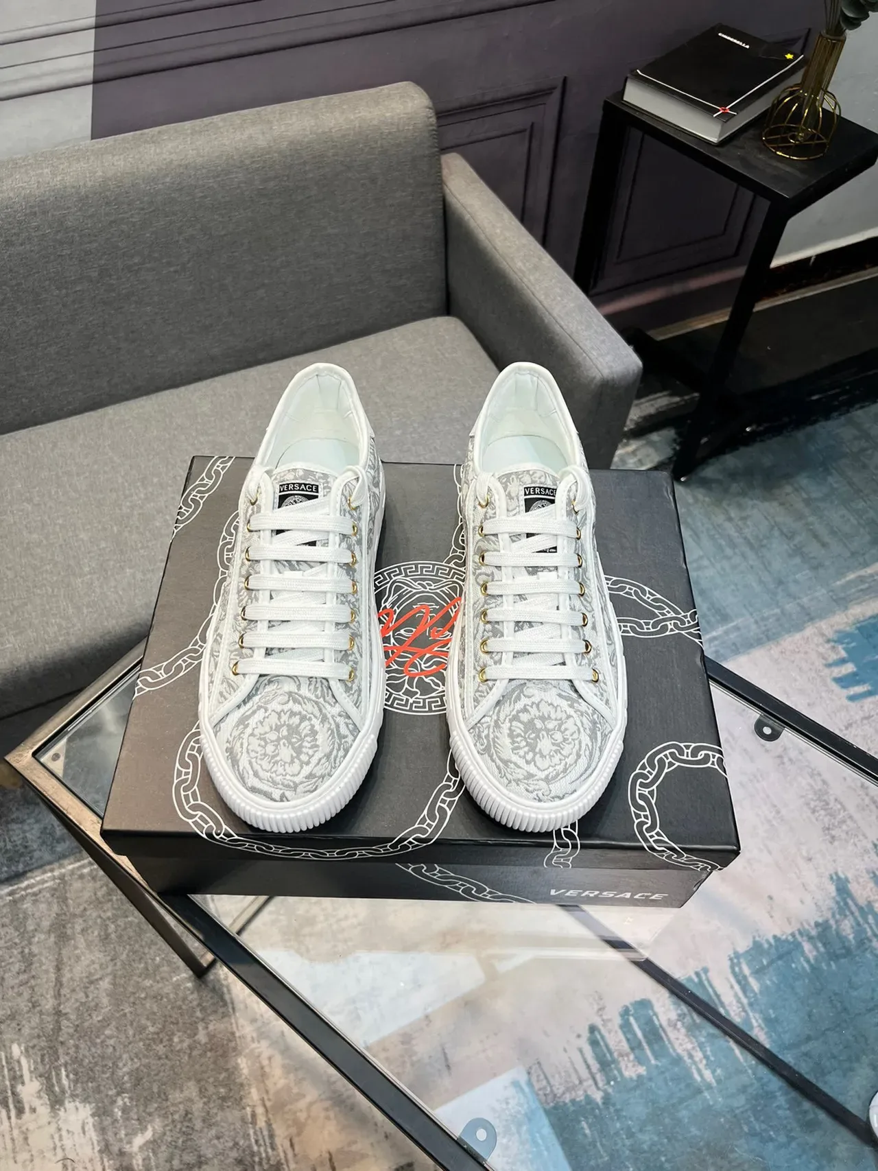 Versace Odissea Baroque Print White Lifestyle Sneakers 7