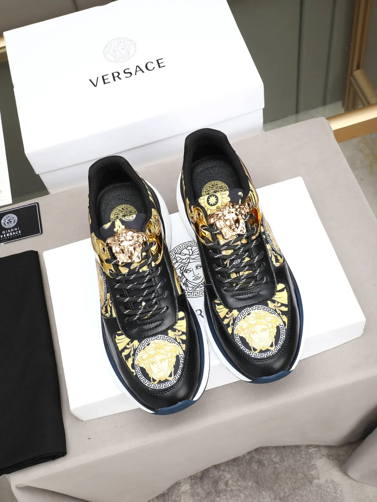 Versace Odissea Medusa-Print Gold Black Lifestyle Sneakers 2