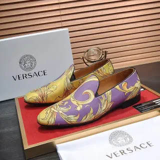 Versace Odissea 紫金巴洛克印花一脚蹬乐福鞋