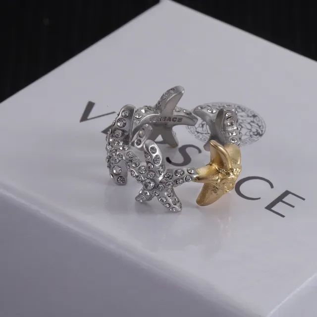 Versace Odissea Two-Tone Crystal-Encrusted Tentacle Ring 2