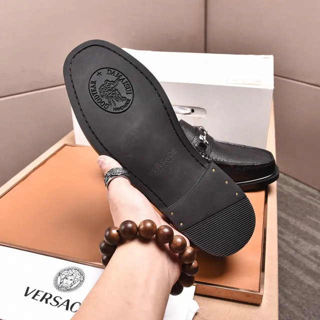 Versace Signature Loafer Black Pebbled Leather Loafers 3