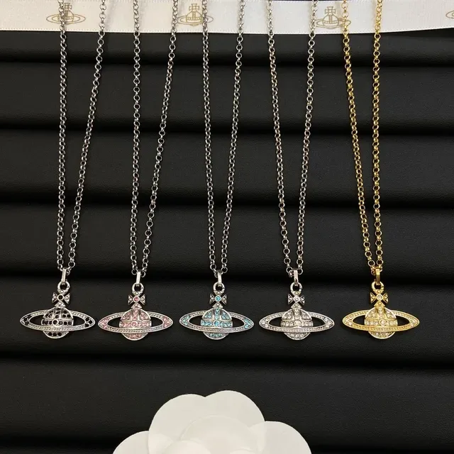 Collier Vivienne Westwood Classique Orbe Planétaire Incrusté de Cristaux 9