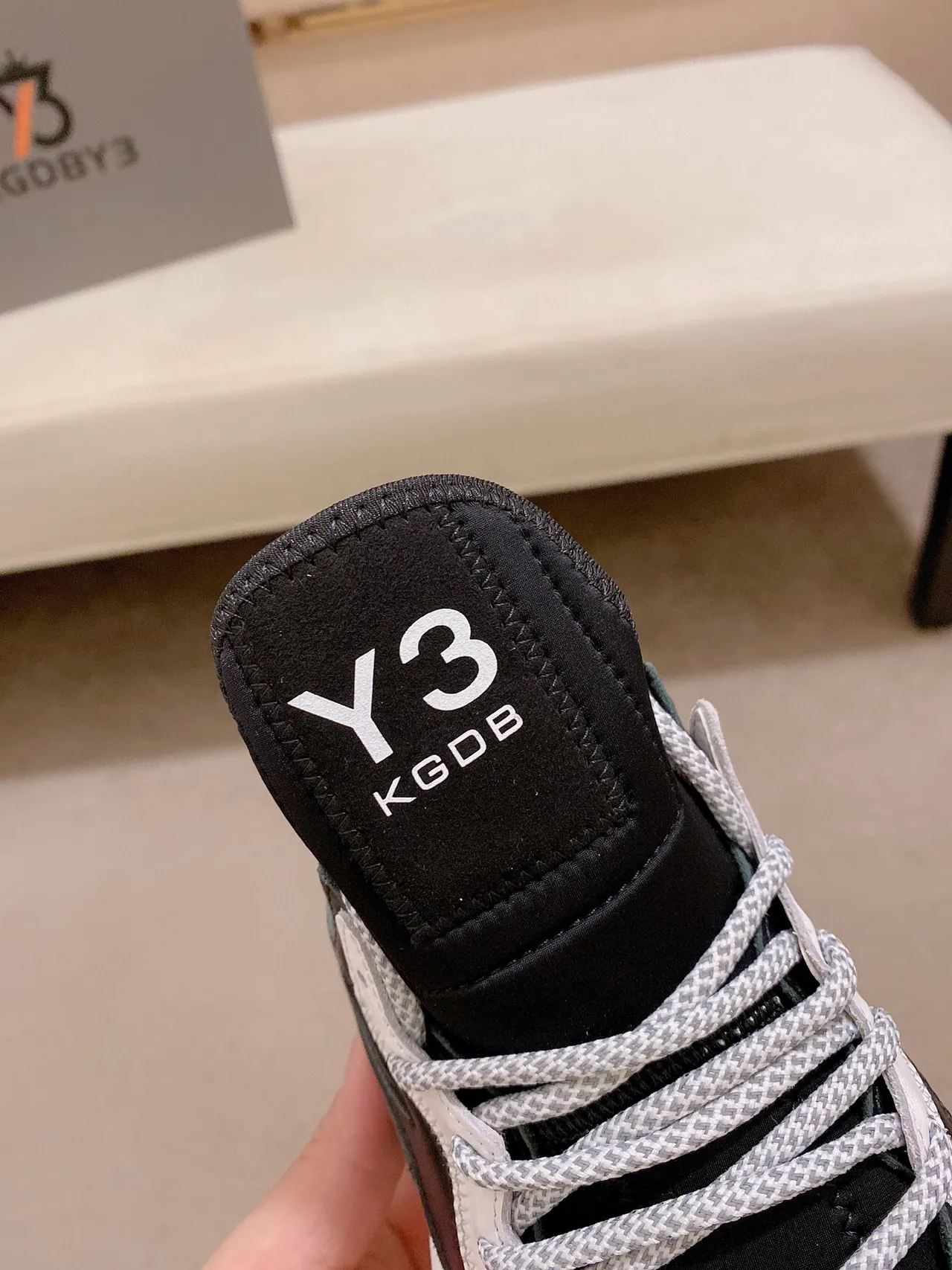 Y-3 Preto Branco Mediasola Esculpida Upper Híbrido Malha-Couro Sneakers Chunky 5