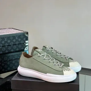Y-3 Green White Suede Upper Layered Toe Cap Lifestyle Sneakers