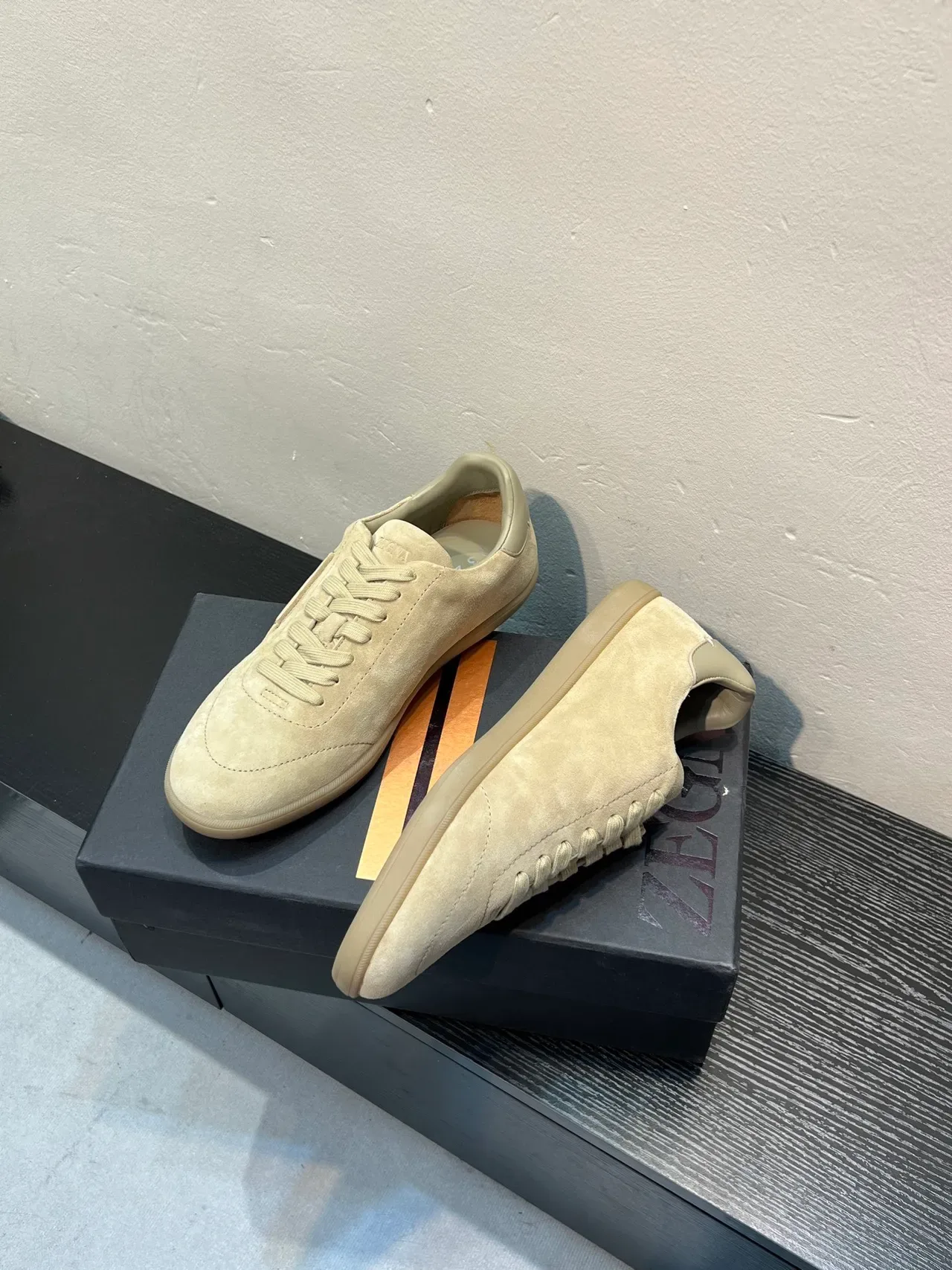 Zegna Beige Suede Lifestyle Sneaker 4