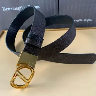 Zegna भूरा सोना पेबल्ड ज्यामितिक बकिल चमड़ा बेल्ट