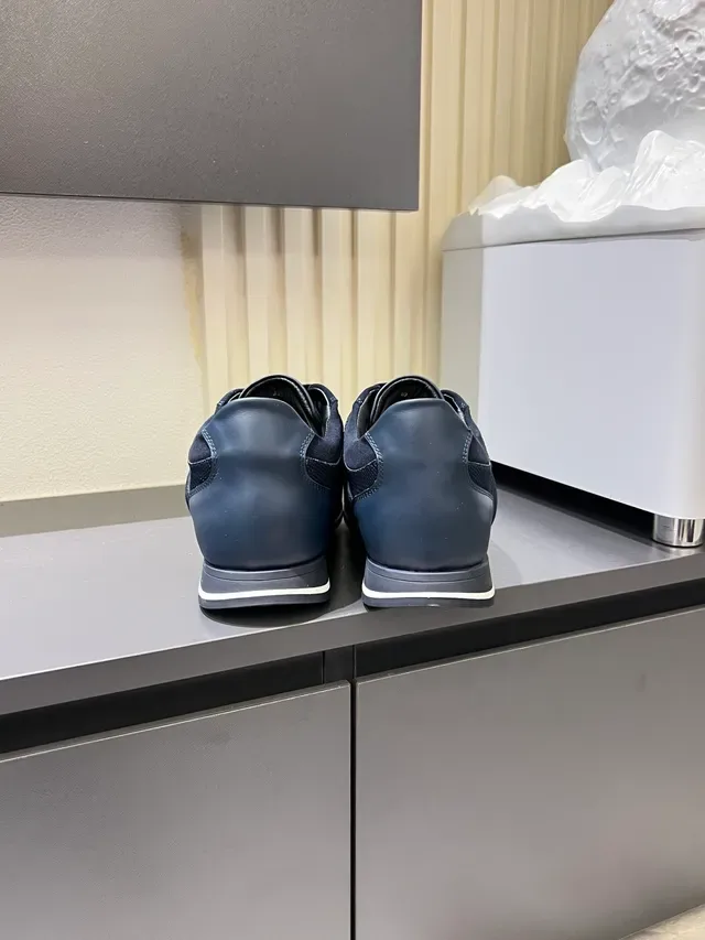 Zegna Navy and Black Mixed-Material Low-Top Sneakers 2